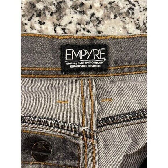 Empyre Mens Straight Leg Jeans Size 34 Gray Denim 5 Pocket Button & Zip Closure - Picture 12 of 13